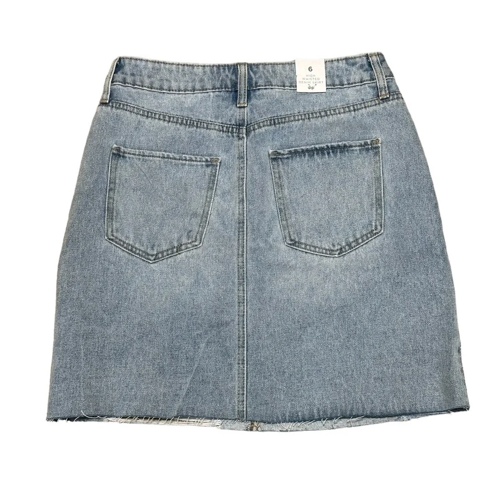 Womens Dip 6 Small Skirt Denim Jean Jeans Faded Navy Blue Straight Distressed - Picture 4 of 10